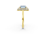 Yellow gold Fancy Blue Asscher  Halo Diamond Engagement Ring with Solitaire Band and Four-Prong Setting_19