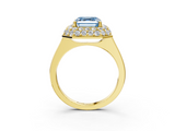 Yellow gold Fancy Blue Asscher  Halo Diamond Engagement Ring with Solitaire Band and Four-Prong Setting_20