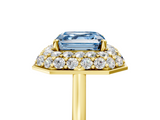 Yellow gold Fancy Blue Asscher  Halo Diamond Engagement Ring with Solitaire Band and Four-Prong Setting_22