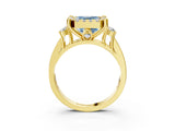Yellow gold Fancy Blue Asscher  Halo Diamond Engagement Ring with Split Shank and Four-Prong Setting 3