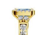 Yellow gold Fancy Blue Asscher  Halo Diamond Engagement Ring with Split Shank and Four-Prong Setting 5