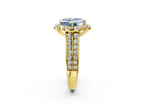 Yellow gold Fancy Blue Asscher  Halo Diamond Engagement Ring with Split Shank and Prong Setting_48