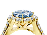 Yellow gold Fancy Blue Asscher  Halo Diamond Engagement Ring with Split Shank and Prong Setting_50