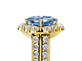 Yellow gold Fancy Blue Asscher  Halo Diamond Engagement Ring with Split Shank and Prong Setting_51