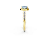 Yellow gold Fancy Blue Asscher  Halo Diamond Pavé Solitaire Ring_105