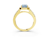 Yellow gold Fancy Blue Asscher  Halo Diamond Pavé Solitaire Ring_106