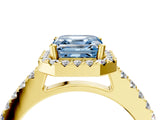 Yellow gold Fancy Blue Asscher  Halo Diamond Pavé Solitaire Ring_107