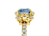 Yellow gold Fancy Blue Asscher  Halo Diamond Pave Band Ring with Four-Prong Setting_20