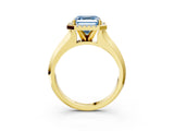 Yellow gold Fancy Blue Asscher  Halo Diamond Ring with Cathedral Band and Four-Prong Setting_84