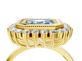 Yellow gold Fancy Blue Asscher  Halo Diamond Ring with Milgrain Edge and Round Prong Setting_80
