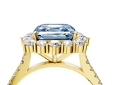 Yellow gold Fancy Blue Asscher  Halo Diamond Ring with Pavé Band and Prong Setting_21
