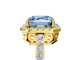 Yellow gold Fancy Blue Asscher  Halo Diamond Solitaire with Pavé Band and Four-Prong Setting_34
