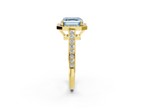 Yellow gold Fancy Blue Asscher  Halo Pavé Diamond Engagement Ring with Bezel Setting_2
