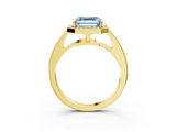 Yellow gold Fancy Blue Asscher  Halo Pavé Diamond Engagement Ring with Bezel Setting_3