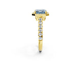 Yellow gold Fancy Blue Asscher  Halo Pavé Diamond Engagement Ring with Four-Prong Setting_28