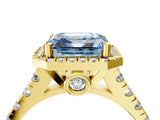 Yellow gold Fancy Blue Asscher  Halo Pavé Diamond Engagement Ring with Four-Prong Setting_30