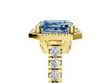 Yellow gold Fancy Blue Asscher  Halo Pavé Diamond Engagement Ring with Four-Prong Setting_31