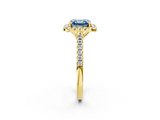 Yellow gold Fancy Blue Asscher  Halo Pavé Diamond Engagement Ring with Four-Prong Setting_5