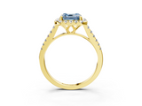 Yellow gold Fancy Blue Asscher  Halo Pavé Diamond Engagement Ring with Four-Prong Setting_6