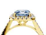 Yellow gold Fancy Blue Asscher  Halo Pavé Diamond Engagement Ring with Four-Prong Setting_7