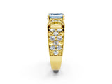 Yellow gold Fancy Blue Asscher  Halo Pave Diamond Engagement Ring with Milgrain Detailing_48