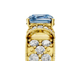 Yellow gold Fancy Blue Asscher  Halo Pave Diamond Engagement Ring with Milgrain Detailing_51