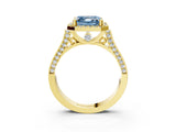 Yellow gold Fancy Blue Asscher  Halo Pave Split Shank Prong Setting Ring_29