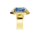 Yellow gold Fancy Blue Asscher  Halo Pave Split Shank Prong Setting Ring_31
