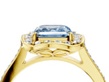 Yellow gold Fancy Blue Asscher  Halo Round Diamond Pave Band with Four-Prong Setting_61
