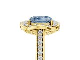 Yellow gold Fancy Blue Asscher  Halo Round Diamond Pave Band with Four-Prong Setting_62