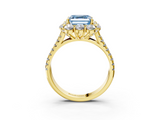 Yellow gold Fancy Blue Asscher  Halo Split Shank Diamond Engagement Ring with Pave Band and Four-Prong Setting_20