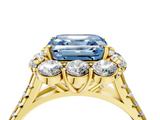 Yellow gold Fancy Blue Asscher  Halo Split Shank Diamond Engagement Ring with Pave Band and Four-Prong Setting_21