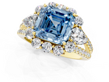Yellow gold Fancy Blue Asscher  Halo Split Shank Diamond Engagement Ring with Prong Setting_19