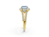 Yellow gold Fancy Blue Asscher  Halo Split Shank Diamond Engagement Ring with Prong Setting_20