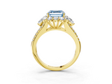Yellow gold Fancy Blue Asscher  Halo Split Shank Diamond Engagement Ring with Prong Setting_21