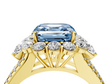 Yellow gold Fancy Blue Asscher  Halo Split Shank Diamond Engagement Ring with Prong Setting_22