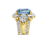 Yellow gold Fancy Blue Asscher  Halo Split Shank Diamond Engagement Ring with Prong Setting_23