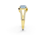 Yellow gold Fancy Blue Asscher  Halo Split Shank Diamond Ring with Four-Prong Setting_19