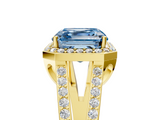 Yellow gold Fancy Blue Asscher  Halo Split Shank Diamond Ring with Four-Prong Setting_22