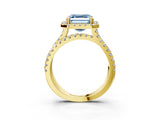 Yellow gold Fancy Blue Asscher  Halo Split Shank Diamond Ring with Pavé Setting_46