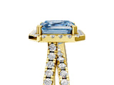 Yellow gold Fancy Blue Asscher  Halo Split Shank Diamond Ring with Pavé Setting_48