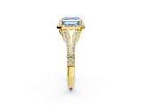 Yellow gold Fancy Blue Asscher  Halo Split Shank Pave Diamond Ring with Four-Prong Setting_49