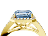 Yellow gold Fancy Blue Asscher  Halo Split Shank Pave Diamond Ring with Four-Prong Setting_51