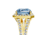 Yellow gold Fancy Blue Asscher  Halo Split Shank Pave Diamond Ring with Four-Prong Setting_52