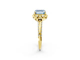 Yellow gold Fancy Blue Asscher  Halo Split Shank Pave Diamond Ring with Petal Prong Setting_23
