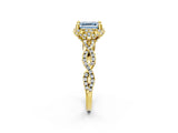 Yellow gold Fancy Blue Asscher  Halo Twist Band Solitaire Ring with Six-Prong Setting_35