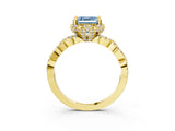 Yellow gold Fancy Blue Asscher  Halo Twist Band Solitaire Ring with Six-Prong Setting_36