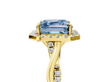 Yellow gold Fancy Blue Asscher  Halo Twist Band Solitaire Ring_5