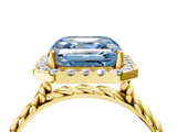 Yellow gold Fancy Blue Asscher  Halo Twisted Band Four-Prong Diamond Ring_4