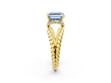 Yellow gold Fancy Blue Asscher  Halo Twisted Band Four-Prong Ring_33